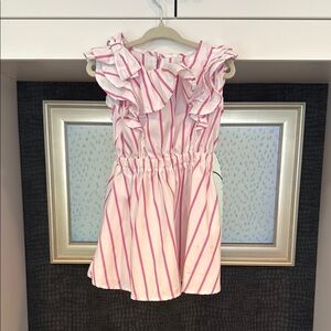 4/5 Habitual Fit & Flare Dress Pink/White toddler dress with shoulder bow.